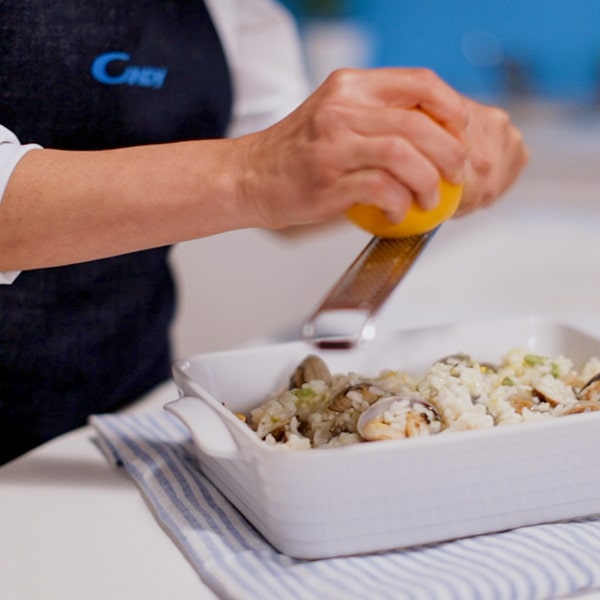 Risotto with clams, bottarga and orange