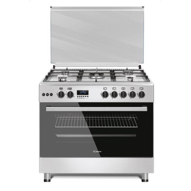 Cuisinières, Pose libre, Mixte électrique / gaz, table de cuisson Gaz, Inox