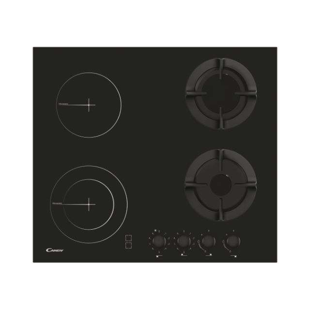 Ploča, Kombinirana, 4 zona, Crna, Staklokeramika