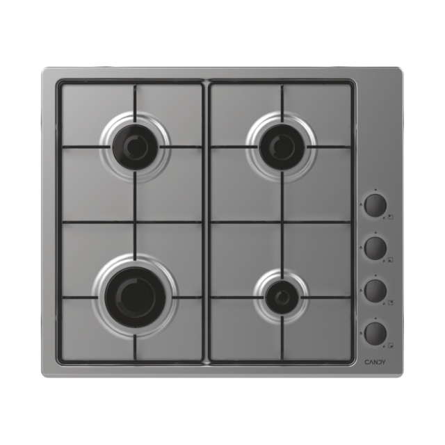 Plaque de cuisson, Gaz, 4 zones, Inox, INOX/ACIER