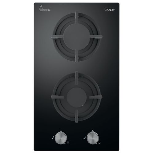 Hobs, Gas, 2 zones, Black, Vetroceramic