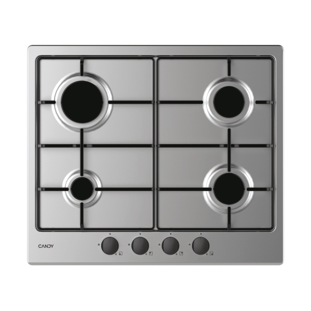 Varná deska, Plyn, 4 zón, Nerezová, Nerez/Ocel