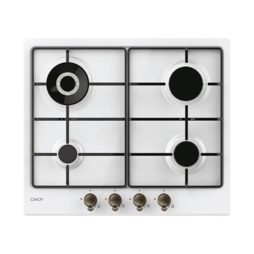 Főzőlap, gáz, 4 zóna, antik fehér szín, Inox plate