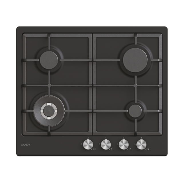 Plite, Gaz, 4 zone, Negru, Inox/Otel