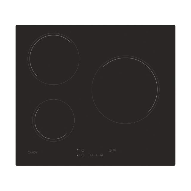 Placas, Vitrocerâmica,, 3 posições, Preto, Vitrocerâmica,