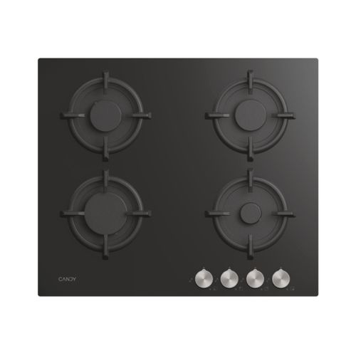 Hobs, Gas on glass, 4 zones, Black, Tempered glass